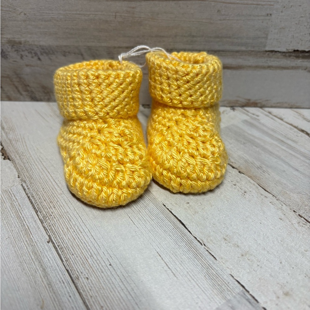 Handmade Yellow Crochet Baby Booties